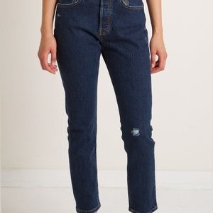 Levi’s 501 S Skinny Dark Denim Cropped Ankle Jeans